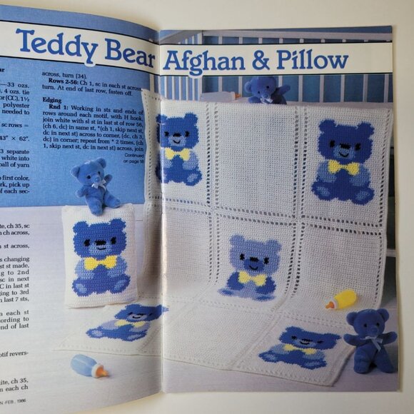 Annies Crochet Newsletter 1986 No 19 Baby Nursery Doll Dress Crafting Blanket - Picture 5 of 9